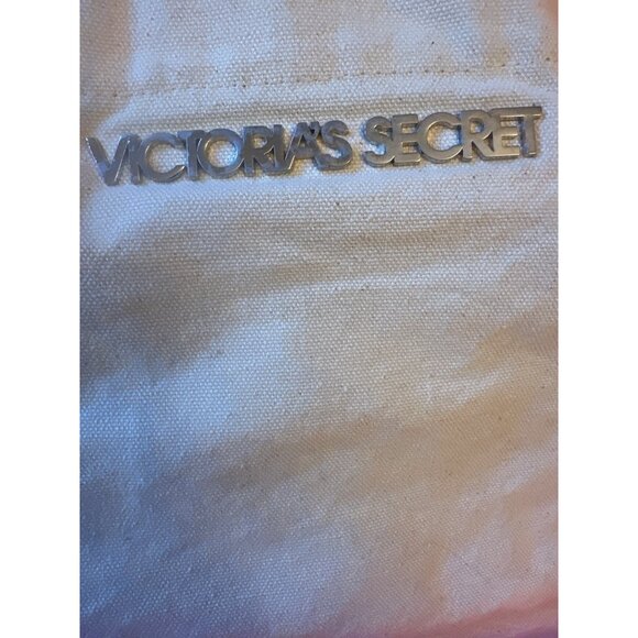 Victorias Secret Metallic Pink Color Block Canvas Tote Bag - Picture 2 of 5
